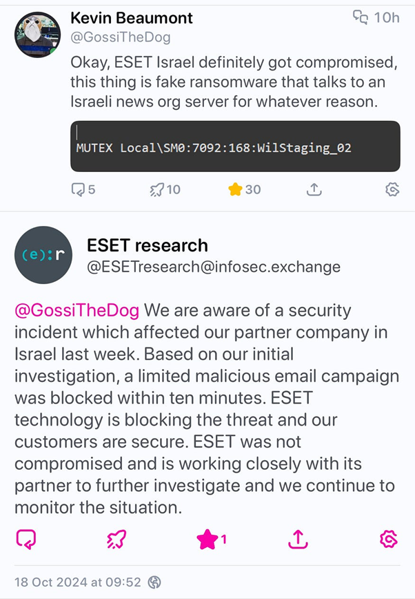 ESET Acknowledged